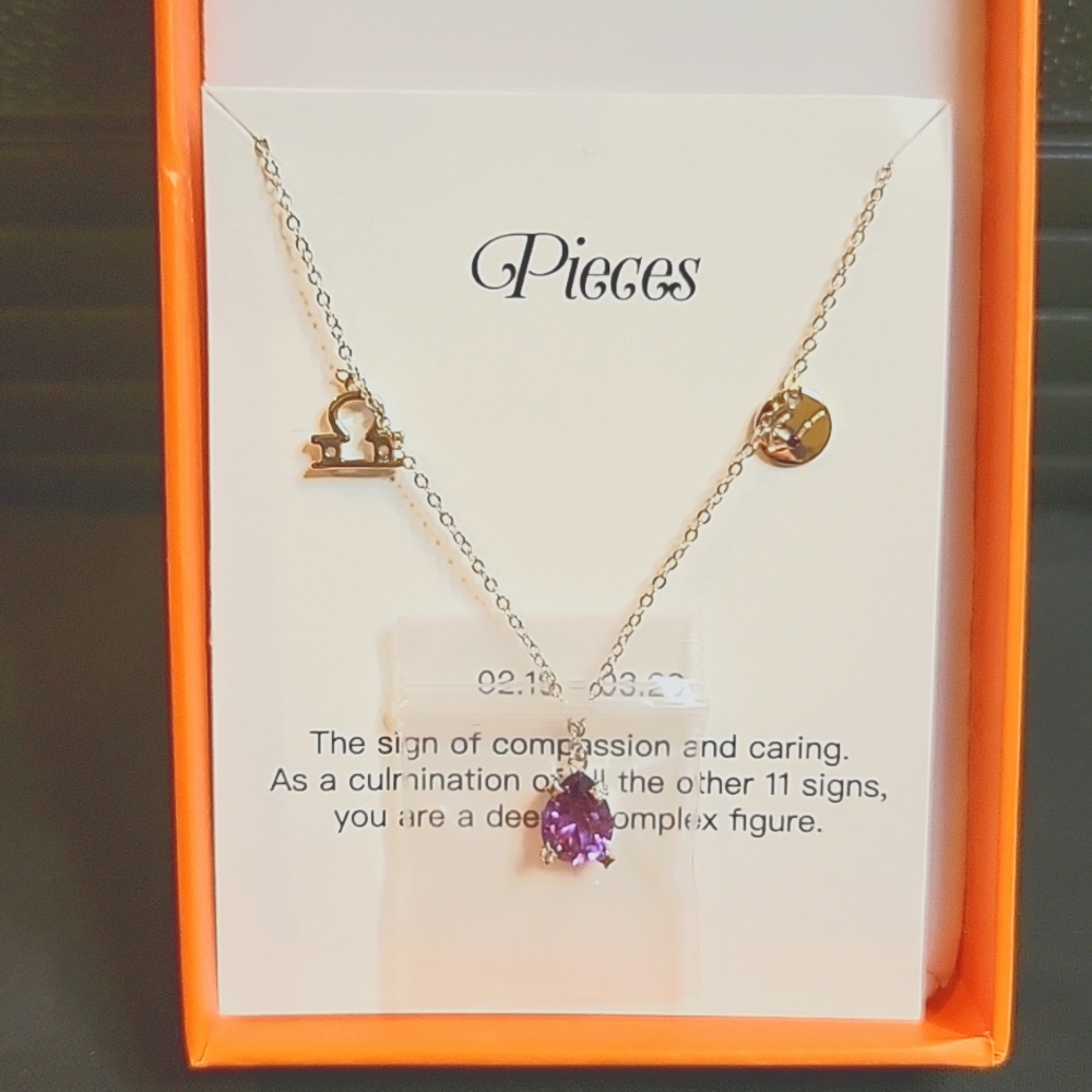 Pieces Brand New Zodiac Necklace Marked 925 With 18K White Gold Plated And CZ
